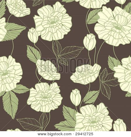 Seamless vector pattern with poppy flowers