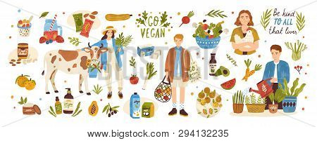 Collection Of Organic Eco Vegan Products - Natural Cosmetics, Vegetables, Fruits, Berries, Tofu, Nut