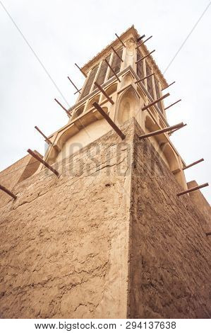 Traditional Wind Tower Called Barjeel Used As A Ventilation System As Early Feature Of Residential L