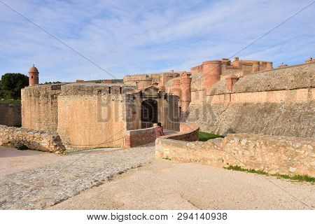 Tourist In The Fort De Salses, Salse Le Chateau, Languedoc-roussillon, France