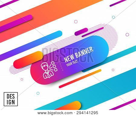 Third Party Line Icon. Team Leader Sign. Business Conversation Symbol. Diagonal Abstract Banner. Lin