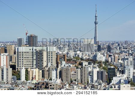 November 01, 2018, Tokyo, Japan - A General View Of Tokyo City And Tokyo Skytree From Bunkyo Civic C