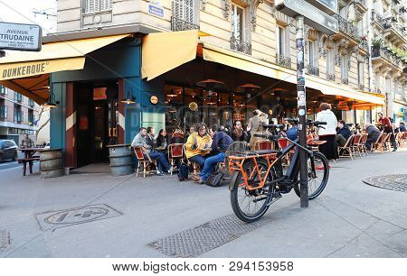 Paris, France-march 06, 2019 : The Traditional French Restaurant Dunkerque Located In Montmartre In 