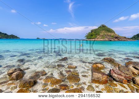 Beautiful Beach View Koh Chang Island Seascape At Trad Province Eastern Of Thailand On Blue Sky Back
