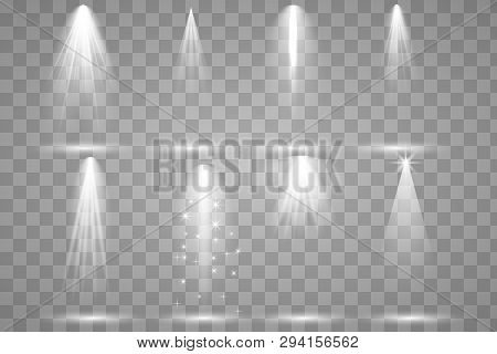 Scene Illumination Collection, Transparent Effects. Bright Lighting With Spotlights.