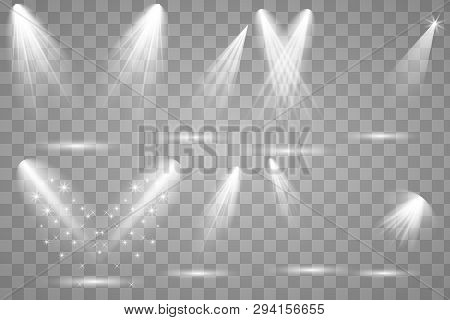 Scene Illumination Collection, Transparent Effects. Bright Lighting With Spotlights.
