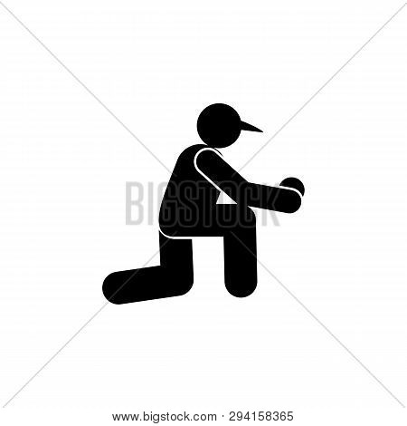 Baseball Sit Down Ball Glyph Icon. Element Of Baseball Sport Illustration Icon. Signs And Symbols Ca