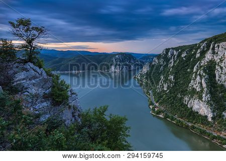 Landscape In The Danube Gorges. Cazanele Mari Seen From The Romanian Side