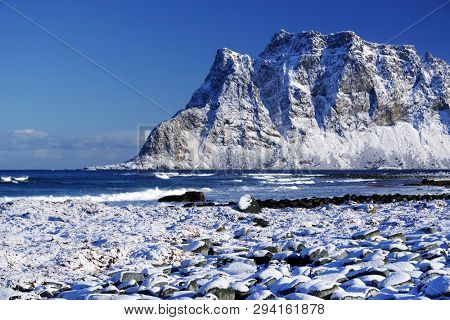 Haukland Beach in Lofoten Archipelago, Norway, Europe