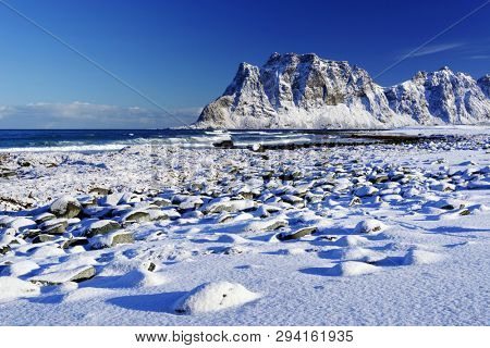 Haukland Beach in Lofoten Archipelago, Norway, Europe