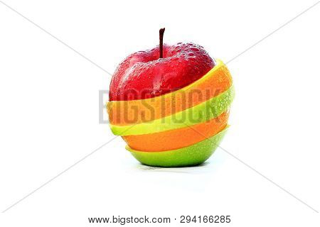 Multifruit Vitamin Healthy Citrus Juice Isolated On White Background