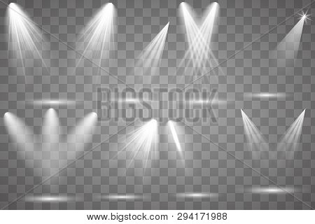 Scene Illumination Collection, Transparent Effects. Bright Lighting With Spotlights.