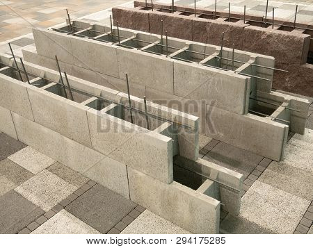 Aerated Concrete Blocks For House Building Construction, Hollow Inside For Armored Cement Fill