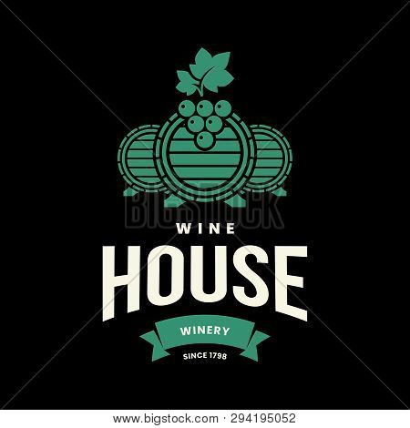 Modern Wine Vector Logo Sign For Tavern, Restaurant, House, Shop, Store, Club And Cellar Isolated On