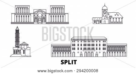 Croatia, Split Line Travel Skyline Set. Croatia, Split Outline City Vector Illustration, Symbol, Tra
