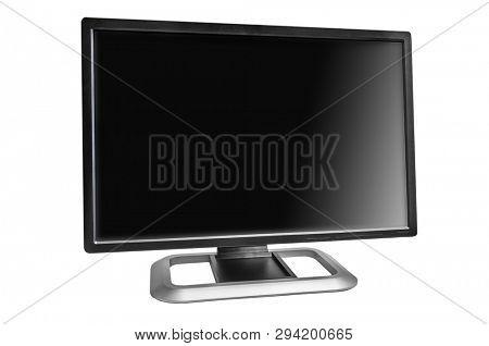 Wide LCD computer monitor isolated on white. Separate clipping patch inside screen and around