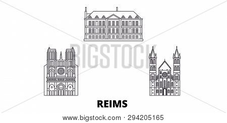 France, Reims Line Travel Skyline Set. France, Reims Outline City Vector Illustration, Symbol, Trave
