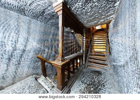 TURDA, ROMANIA - MARCH 10, 2018: Turda Salt Mine or Salina Turda, well known landmark in Transylvania with an underground museum and theme park, Romania, Europe