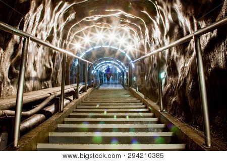TURDA, ROMANIA - MARCH 10, 2018: Turda Salt Mine or Salina Turda, well known landmark in Transylvania with an underground museum and theme park, Romania, Europe