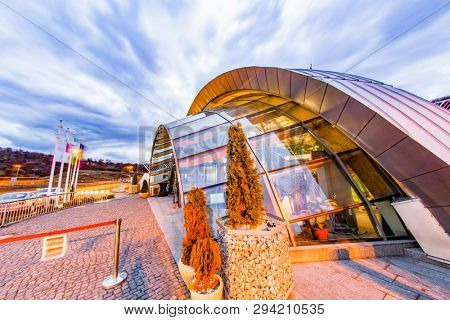 TURDA, ROMANIA - MARCH 10, 2018: Turda Salt Mine or Salina Turda, well known landmark in Transylvania with an underground museum and theme park, Romania, Europe