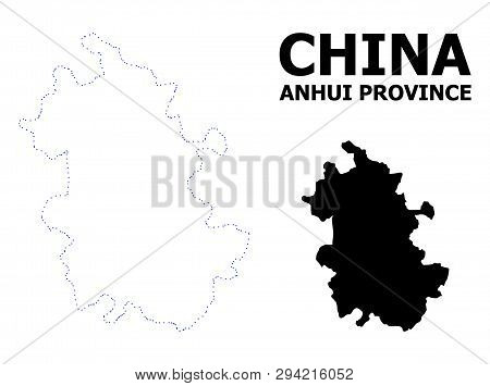 Vector Contour Map Of Anhui Province With Title. Map Of Anhui Province Is Isolated On A White Backgr