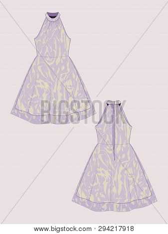Customizable Fashion Design Template. Mockup For Showcasing Fabric Pattern. Technical Illustration O