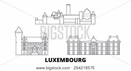 Luxembourg Line Travel Skyline Set. Luxembourg Outline City Vector Illustration, Symbol, Travel Sigh