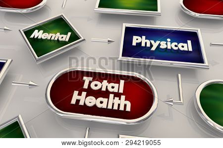 Mental Physical Total Health Flowchart Process Map 3d Illustration