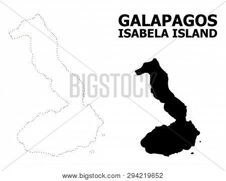 Vector Contour Map Of Galapagos - Isabela Island With Caption. Map Of Galapagos - Isabela Island Is 
