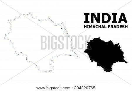 Vector Contour Map Of Himachal Pradesh State With Caption. Map Of Himachal Pradesh State Is Isolated