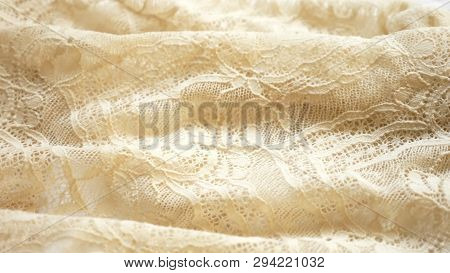 Fabric Background. Beige Lace Pattern. Texture, Close-up
