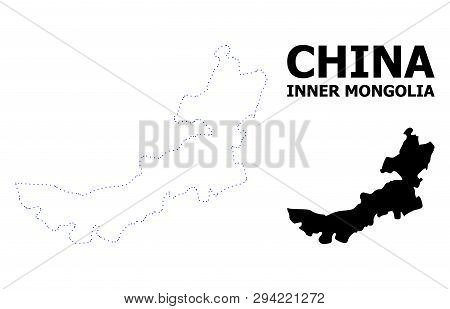 Vector Contour Map Of Inner Mongolia With Title. Map Of Inner Mongolia Is Isolated On A White Backgr