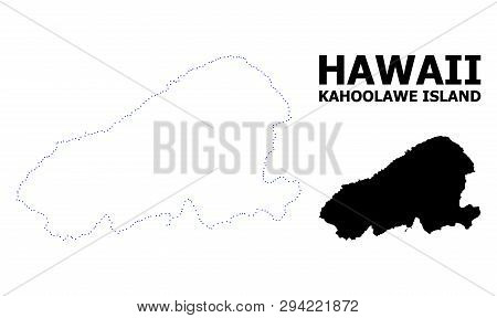 Vector Contour Map Of Kahoolawe Island With Title. Map Of Kahoolawe Island Is Isolated On A White Ba