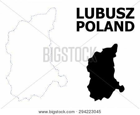 Vector Contour Map Of Lubusz Province With Caption. Map Of Lubusz Province Is Isolated On A White Ba
