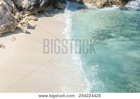 Scenic View From A Secluded Caribbean Shore From The Cliffs Of Isla Mujeres