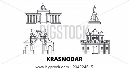 Russia, Krasnodar Line Travel Skyline Set. Russia, Krasnodar Outline City Vector Illustration, Symbo