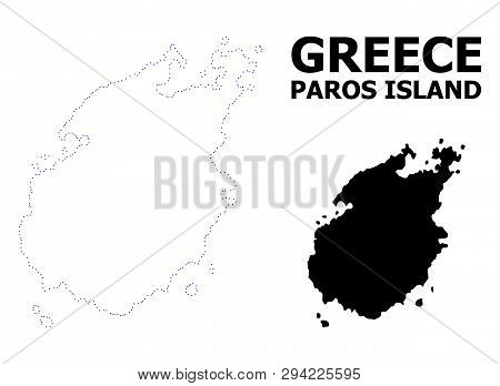 Vector Contour Map Of Paros Island With Caption. Map Of Paros Island Is Isolated On A White Backgrou