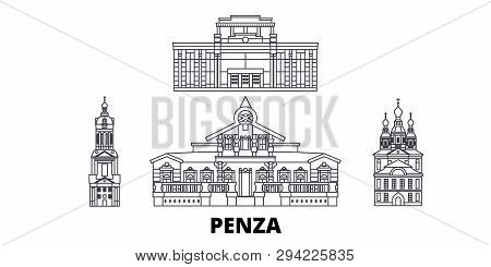 Russia, Penza Line Travel Skyline Set. Russia, Penza Outline City Vector Illustration, Symbol, Trave