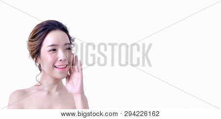 Beauty Concept. Beauty Spa Woman With Perfect Skin Portrait. Beautiful Woman Face Close Up Studio On
