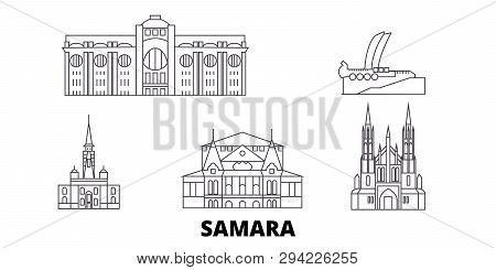 Russia, Samara Line Travel Skyline Set. Russia, Samara Outline City Vector Illustration, Symbol, Tra