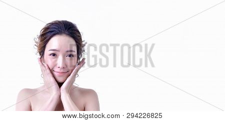 Beauty Concept. Beauty Spa Woman With Perfect Skin Portrait. Beautiful Woman Face Close Up Studio On