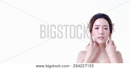 Beauty Concept. Beauty Spa Woman With Perfect Skin Portrait. Beautiful Woman Face Close Up Studio On