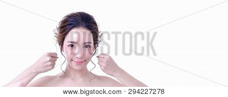 Beauty Concept. Beauty Spa Woman With Perfect Skin Portrait. Beautiful Woman Face Close Up Studio On