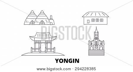 South Korea, Yongin Line Travel Skyline Set. South Korea, Yongin Outline City Vector Illustration, S