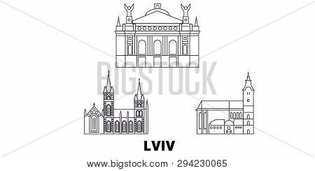 Ukraine, Lviv Line Travel Skyline Set. Ukraine, Lviv Outline City Vector Illustration, Symbol, Trave