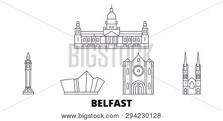 United Kingdom, Belfast Line Travel Skyline Set. United Kingdom, Belfast Outline City Vector Illustr