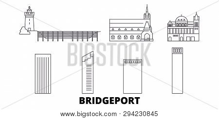 United States, Bridgeport Line Travel Skyline Set. United States, Bridgeport Outline City Vector Ill