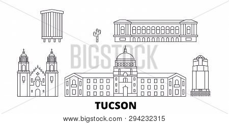 United States, Tucson Line Travel Skyline Set. United States, Tucson Outline City Vector Illustratio