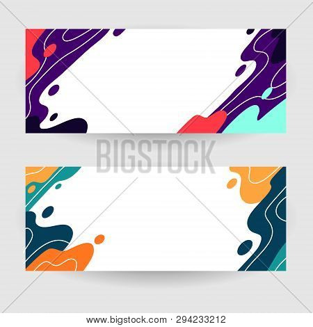 Colorful Abstract Shape With Line, Vector Background Banner Template