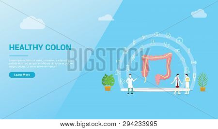 Human Colon Healthcare Concept For Website Template Banner Design - Vector